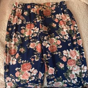 Blue floral flare pants
